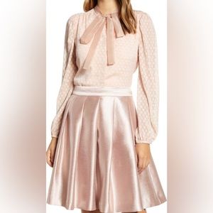 Rachel Parcell Textured Dot Bow Blouse